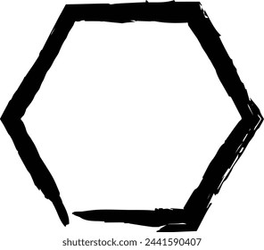 Icono de forma de borde de marco de elemento de textura grunge hexagonal para garabato vintage decorativo para diseño en ilustración vectorial