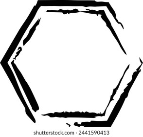 Icono de forma de borde de marco de elemento de textura grunge hexagonal para garabato vintage decorativo para diseño en ilustración vectorial