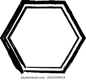 Icono de forma de borde de marco de elemento de textura grunge hexagonal para garabato vintage decorativo para diseño en ilustración vectorial