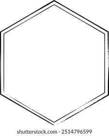 Hexagon grunge texture element frame border shape icon for decorative vintage doodle for design in vector illustration