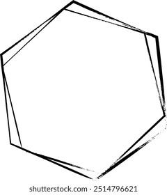 Ícone de forma de borda de quadro de elemento de textura grunge hexágono para doodle vintage decorativo para design em ilustração vetorial