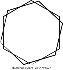 Ícone de forma de borda de quadro de elemento de textura grunge hexágono para doodle vintage decorativo para design em ilustração vetorial
