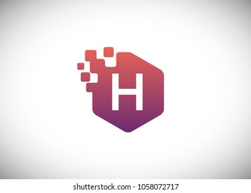 Hexagon H Initial Logo designs with pixel texture