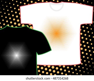 Hexagon halftone, the basis for any inscription or object on the t-shirt or other clothing. Vector