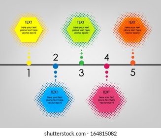 Hexagon halftone design timeline . Vector eps10.