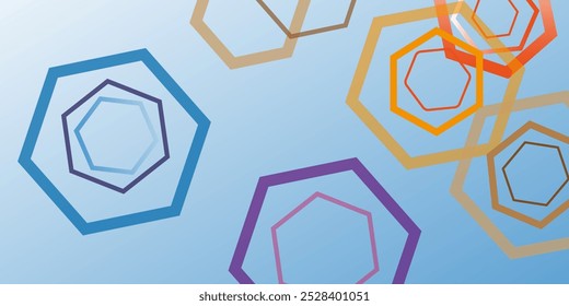 Hexágono con efecto de semitono y fondo azul claro con campos simples y elegantes