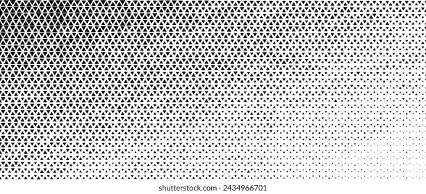 Textura degradada de semitono hexagonal. Fondo de gradación de grunge de grano negro. Desvaneciente grunge superposición de panal. Fondo de pantalla geométrico retro tech. Fondo de patrón hexagonal. Vector