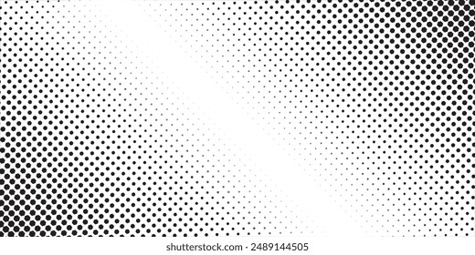 Textura de degradado de semitonos hexagonales. Abstractas fondo negro grunge. Superposición geométrica de tecnología de semitonos retro. Fondo de patrón hexagonal ondulado. Vector que se desvanece honeycomb grunge bitmap Fondo de pantalla