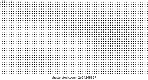 Hexagon halftone gradient texture. Abstract black and white spotted grunge background. Geometric retro tech wallpaper. Fading wavy hexagonal pattern backdrop. Vector vanishing honeycomb grunge