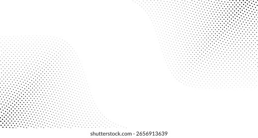 Textura de gradiente de semitono hexagonal. Abstractas fondo negro grunge. Fondo de pantalla técnico geométrico retro de medio tono. Fondo de patrón hexagonal ondulado desvanecido. Superposición de mapa de bits de grunge de panal de abeja que desaparece de Vector