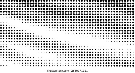 Textura de gradiente de meio-tom hexágono. Fundo preto abstrato grunge. Sobreposição de tecnologia de meio-tom retro geométrico. Tela de fundo de padrão hexagonal ondulado esmaecida. Papel de parede de bitmap grunge de favo de mel de desaparecimento de vetor