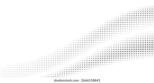 Textura de gradiente de semitono hexagonal. Abstractas fondo negro grunge. Fondo de pantalla técnico geométrico retro de medio tono. Fondo de patrón hexagonal ondulado desvanecido. Superposición de mapa de bits de grunge de panal de abeja que desaparece de Vector