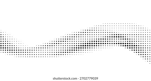 Hexagon halftone gradient texture. Abstract black grunge background. Geometric retro halftone tech overlay. Fading wavy hexagonal pattern backdrop.