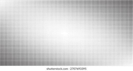 Textura de gradiente de semitono hexagonal. Abstractas fondo negro grunge. Superposición geométrica de tecnología de semitonos retro. Fondo de patrón hexagonal ondulado desvanecido. Vector que desaparece Honeycomb Grunge bitmap Fondo de pantalla