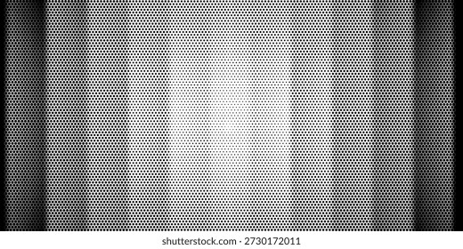 Textura de degradado de semitono hexagonal. Abstractas fondo negro grunge. Superposición geométrica retro de tecnología de semitonos. Fondo de patrón hexagonal ondulado descolorido. Vector Vanishing Honeycomb Grunge Fondo de pantalla de mapa de bits