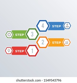 Hexagon Hierarchical infographic template design. Business concept infograph with 4 options, steps, or processes. Vector visualization can be used for workflow layout, diagram, annual report, web