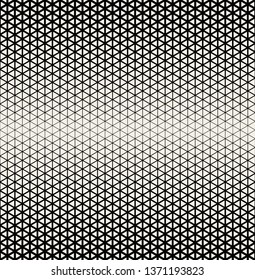 Hexagon hipster halftone seamless pattern with gradient effect. Black and white print. Template for backgrounds and stylized textures. Vector design element.