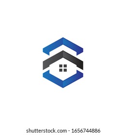 hexagon home logo with color stylish