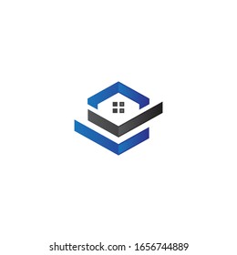 hexagon home logo with color stylish