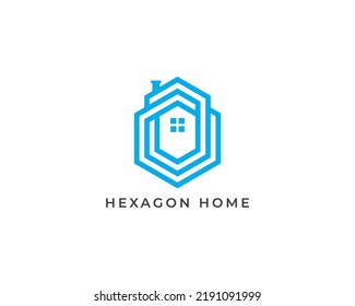 Hexagon Home Logo Concept sign icon symbol Design Line Art Style. Real Estate, Realtor, Mortgage Logotype. Vector illustration logo template
