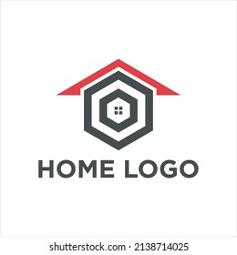 Hexagon Home Logo Design Template. Vector Illustration.
