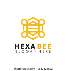 Hexagon Honey Bee creative modern logo design vector Illustration