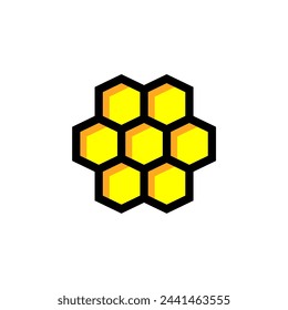 logotipo de miel hexagonal en elegantes colores negro, amarillo y naranja