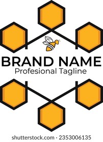 Hexagon Honeycom Honeybee Vector Logo 