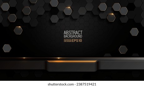 Hexagon Honeycomb Elegance, Luxury Abstract Design, Modern Black and Gold Background for Corporate Branding Presentation for Marketing Materials Premium Branding