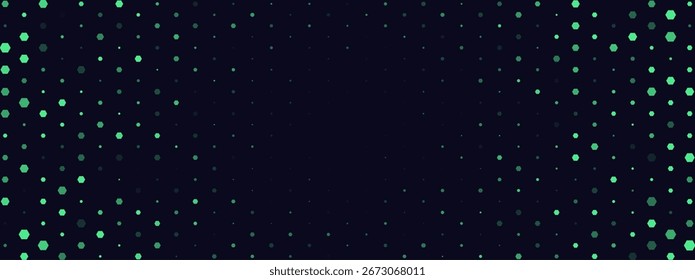 Hexágono grade de favo de mel fundo tecnológico geométrico futurista para IA, ciência, conferência, bandeira tecnológica, produto digital. Turquesa hexagonal cor escura padrão de textura moderna. Vetor abstrato BG