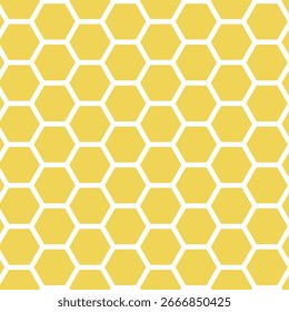 Hexagon or Honeycomb seamless pattern design with pastel yellow color