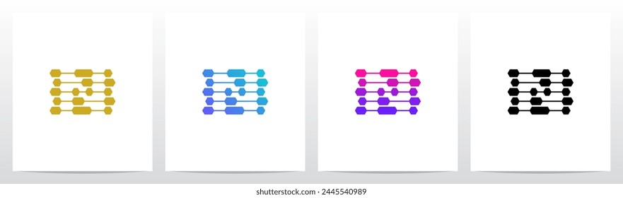 Hexagon Horizontal Lines Letter Initial Logo Design N