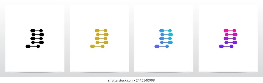 Hexagon Horizontal Lines Letter Initial Logo Design J