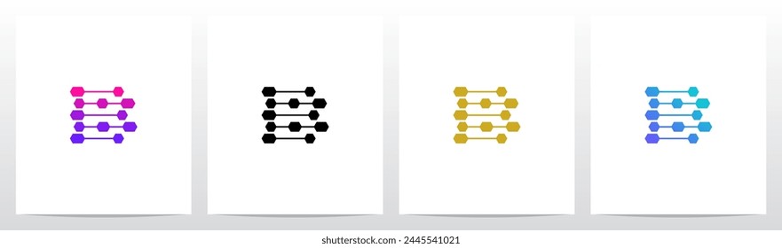 Hexágono Líneas Horizontales Letra Inicial Logo Diseño B