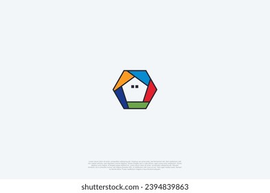 hexagon house logo. Usable for Real Estate, Construction, Architecture and Building Logos. Design Template Element.