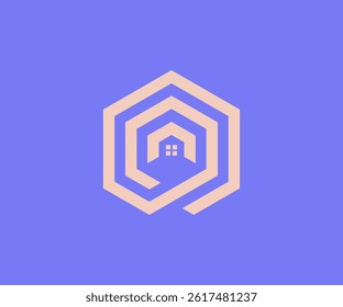 Hexagon house logo vector image