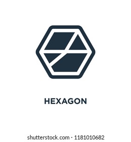 Hexagon icon. Black filled vector illustration. Hexagon symbol on white background. Can be used in web and mobile.