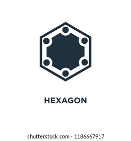 Hexagon icon. Black filled vector illustration. Hexagon symbol on white background. Can be used in web and mobile.