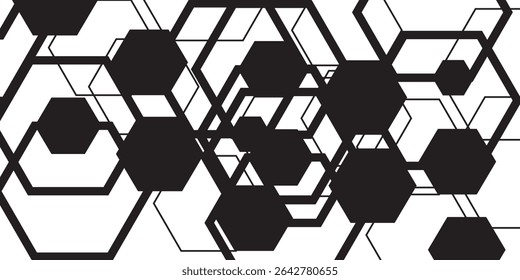 Sechseck Symbol schwarz-weiße Geometrie sechseckige sechsseitige Polygon Sechseck Linie einfach gut modern