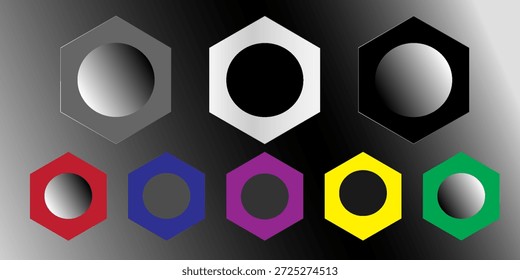 El ícono del hexágono consiste en un Vector geométrico hexagonal, un polígono colorido de seis lados y líneas hexagonales sobre un fondo oscuro y claro. Formas hexagonales geométricas para Diseño gráfico.