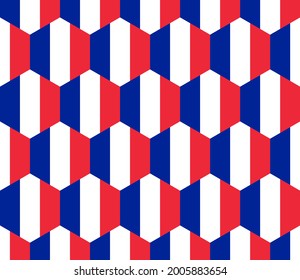 hexagon icon. france flag seamless pattern. vector illustration