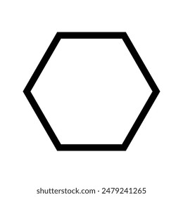 Hexagon icon representing a six-sided polygon in vector geometry.