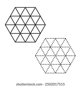 Conjunto de iconos de hexágono. Patrones de hexágono geométricos. Abstractas diseños hexagonales. Ilustración vectorial.