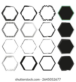 Hexagon icon shape. Black shadow pattern. Abstract grid figure. Vector geometric form.