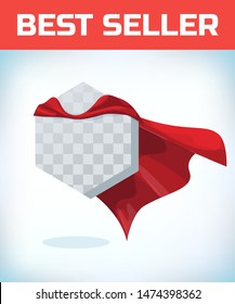 Hexagon icon template in red cape. hexagon symbol in red cloak. vector isolated illustration on a white background.