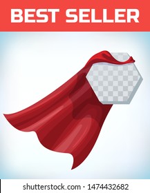 Hexagon icon template in red cape. hexagon symbol in red cloak. vector isolated illustration on a white background