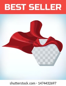 Hexagon icon template in red cape. hexagon symbol in red cloak. vector isolated illustration on a white background