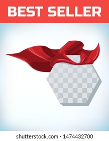 Hexagon icon template in red cape. hexagon symbol in red cloak. vector isolated illustration on a white background