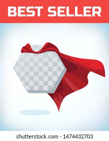 Hexagon icon template in red cape. hexagon symbol in red cloak. vector isolated illustration on a white background