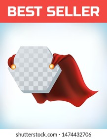 Hexagon icon template in red cape. hexagon symbol in red cloak. vector isolated illustration on a white background